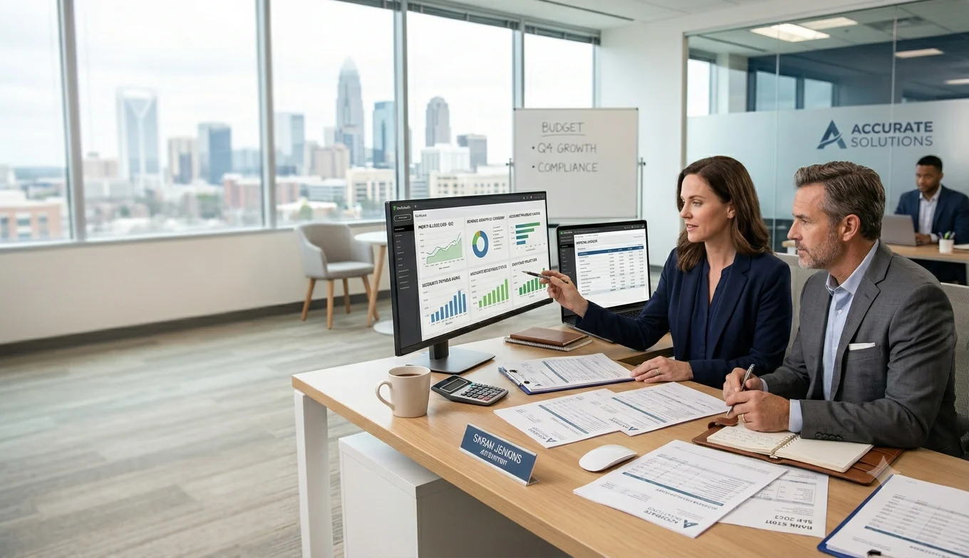 Numerawise bookkeepers reviewing financial dashboards, reports, and reconciliations for a US small business client