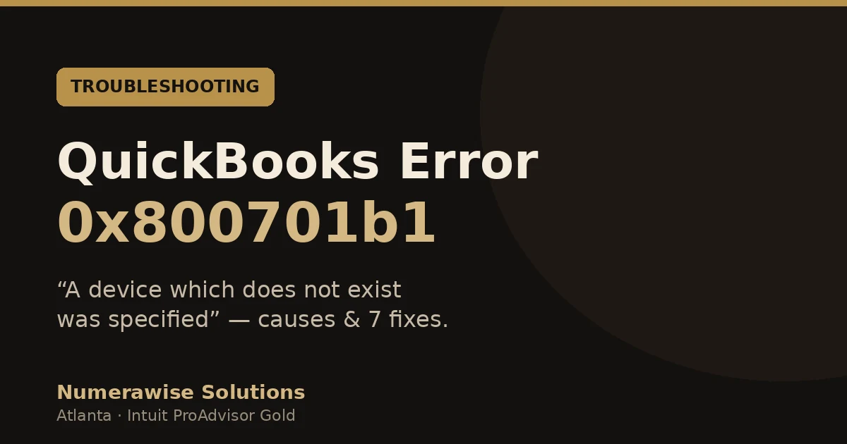 QuickBooks Error 0x800701b1