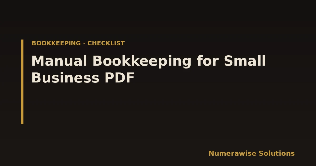 Manual Bookkeeping for Small Business PDF
