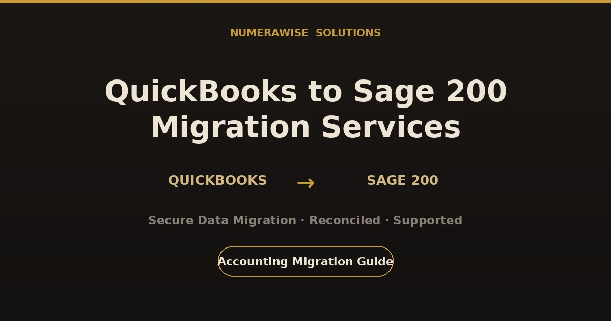 QuickBooks to Sage 200 migration services, showing the move from small-business accounting to a mid-market platform.