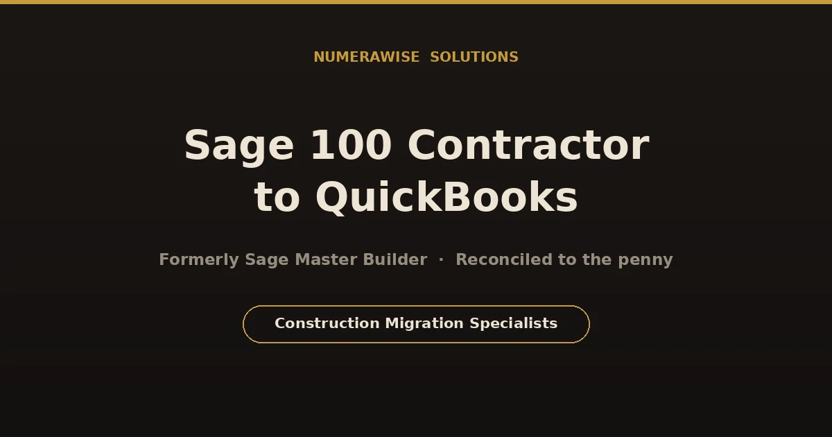 Sage 100 Contractor to QuickBooks migration